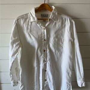 Women's White Button Down Oversized Linen Shirt